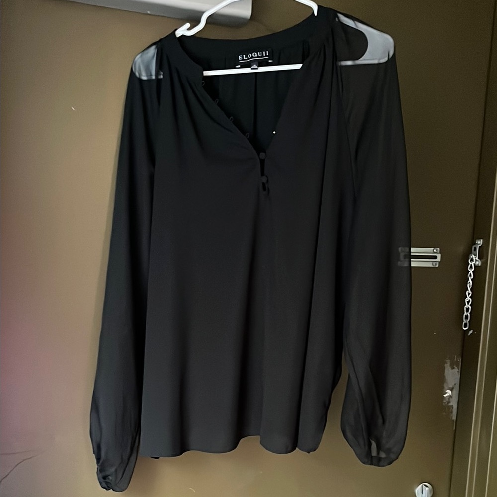 Eloquii Black Long Sleeve Blouse
